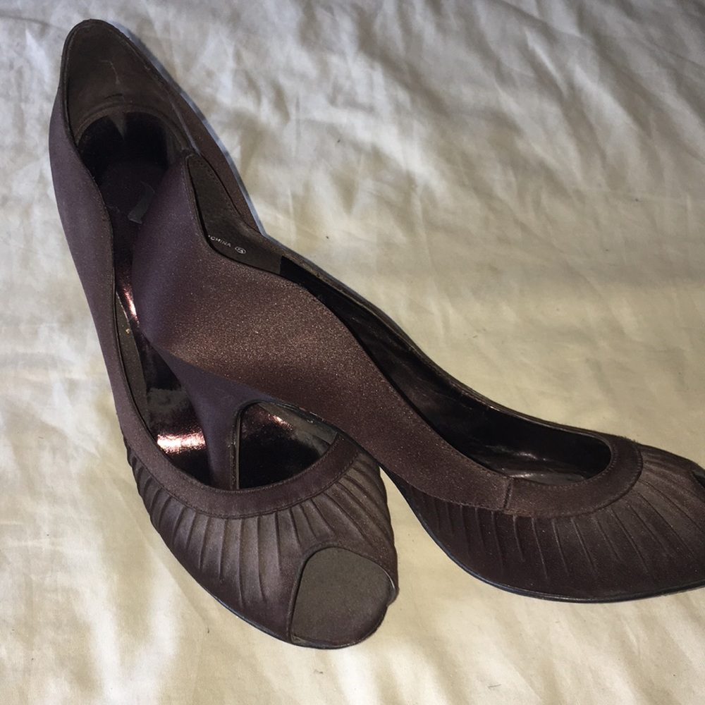 Nina brown peep toe pump 8